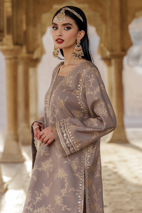 3-PC EMBROIDERED RAW-SILK SUIT CMA-5-043