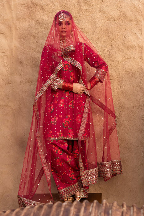 3-PC EMBROIDERED RAW-SILK SUIT CMA-5-028