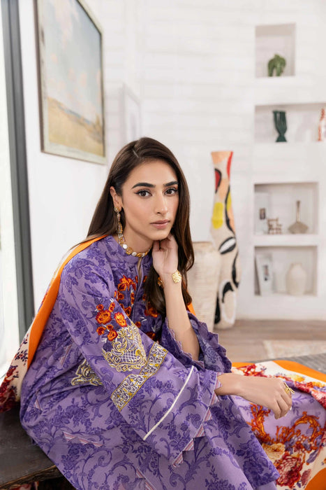 3 PIECE PRINTED EMBROIDERED SUIT