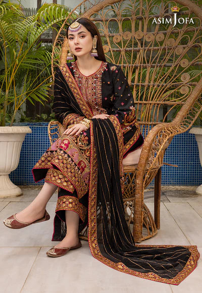 AJHJ-19 EMBROIDERED VISCOSE RAW SILK 3 PCS