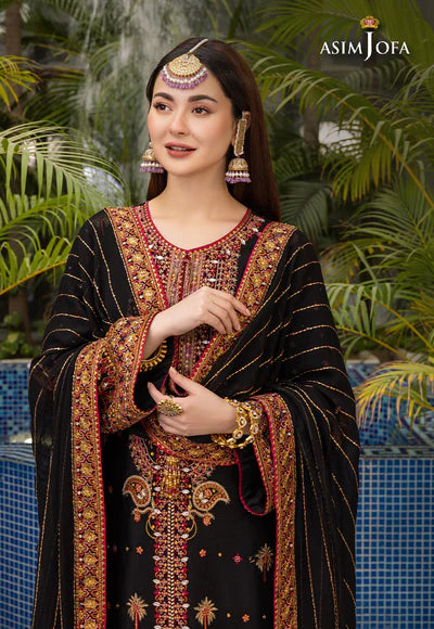 AJHJ-19 EMBROIDERED VISCOSE RAW SILK 3 PCS
