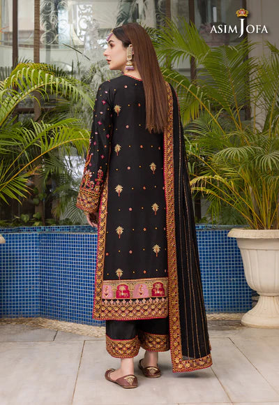 AJHJ-19 EMBROIDERED VISCOSE RAW SILK 3 PCS