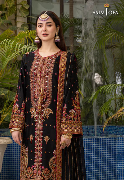 AJHJ-19 EMBROIDERED VISCOSE RAW SILK 3 PCS