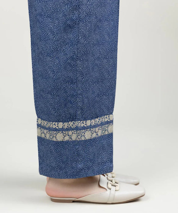PRINTED LINEN STRAIGHT PANTS