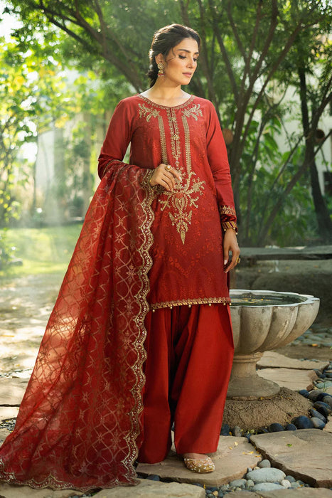 3 Piece Embroidered Linen Suit | DW-W24-106