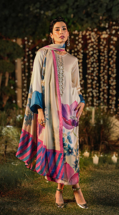 3 piece lulusar inspired silk with organza dupatta   stitched/unstitched