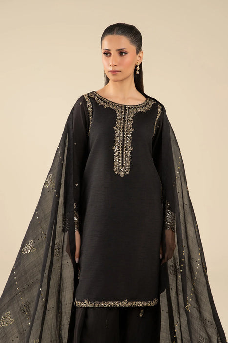 3 Pc Embroidered Raw Silk Suit | MB-FS25-32-B