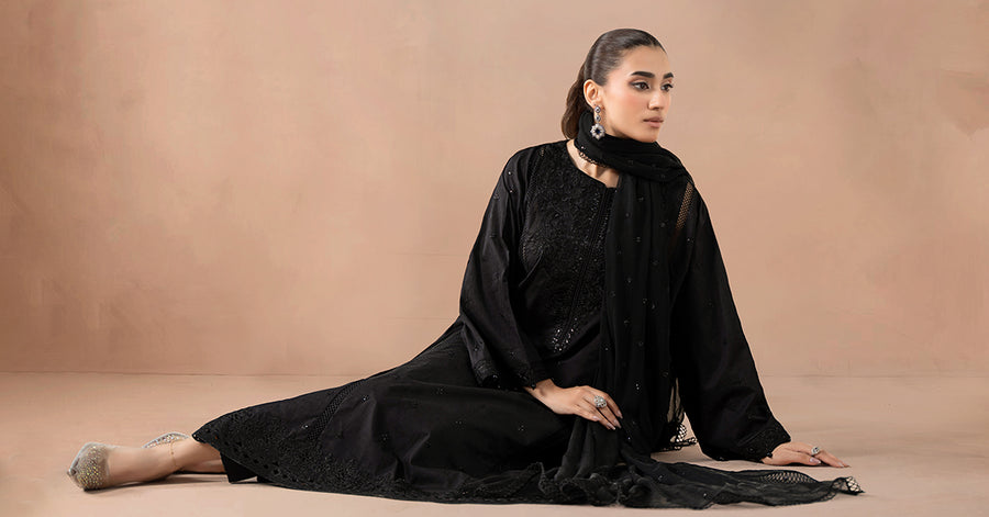 3 Piece Embroidered Self Jacquard Suit