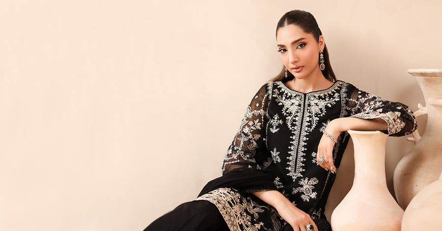 3 Piece Embroidered Cotton Net Suit